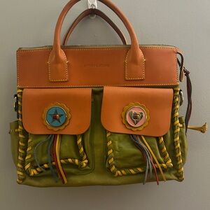 Vintage and Rare Dooney and Bourke Bolero Bag Orange and Green Leather